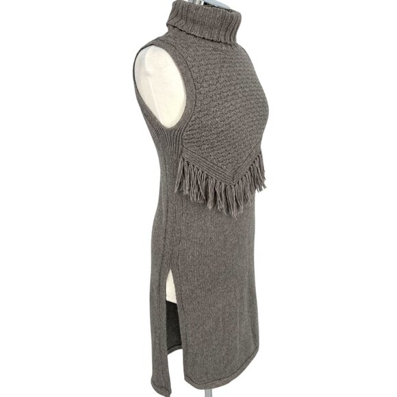 Nomad Morgan Carper Sleeveless Fringe Turtleneck Sweater Dress Gray Size Small - Picture 4 of 13